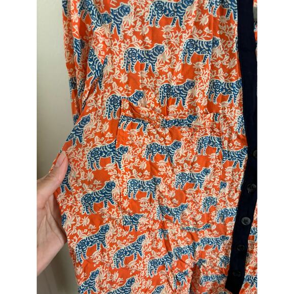 Anthropologie Top Women's 4 Vanessa Virginia Honore Tiger Popover Blouse - Picture 5 of 10